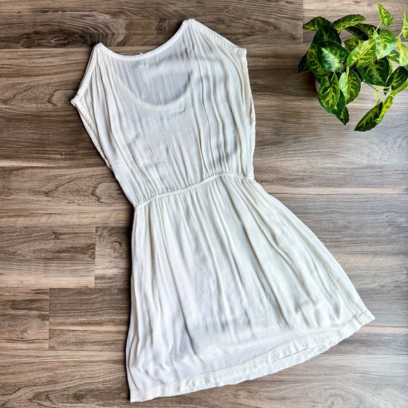 Kimchi Blue Cream Sleeveless Cold Shoulder Beaded Elatic Waist Dress Size M - Picture 14 of 16